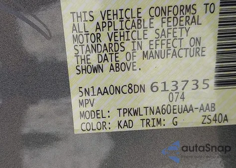 2013 Nissan Armada Sv z USA, uszkodzony, nr VIN 5N1AA0NC8DN613735